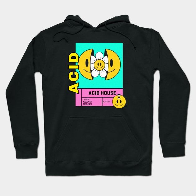 ACID HOUSE - Flower Hoodie by DISCOTHREADZ 